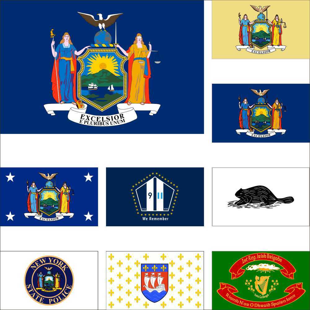 New York Flag Governor Police Naval American Huguenots 1st Regiment 911 Memorial