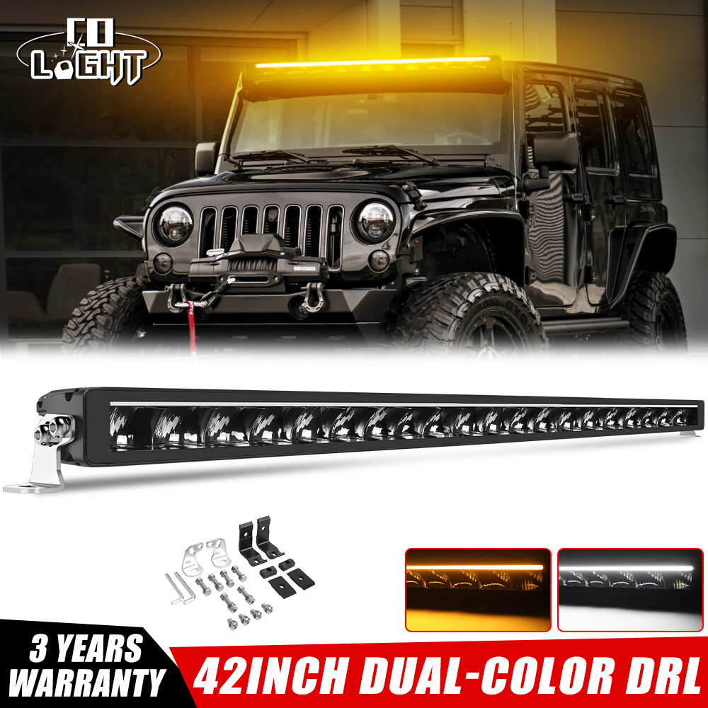 42'' LED Work Light Bar Spot Combo White/Amber DRL Offroad Driving Truck SUV 4X4