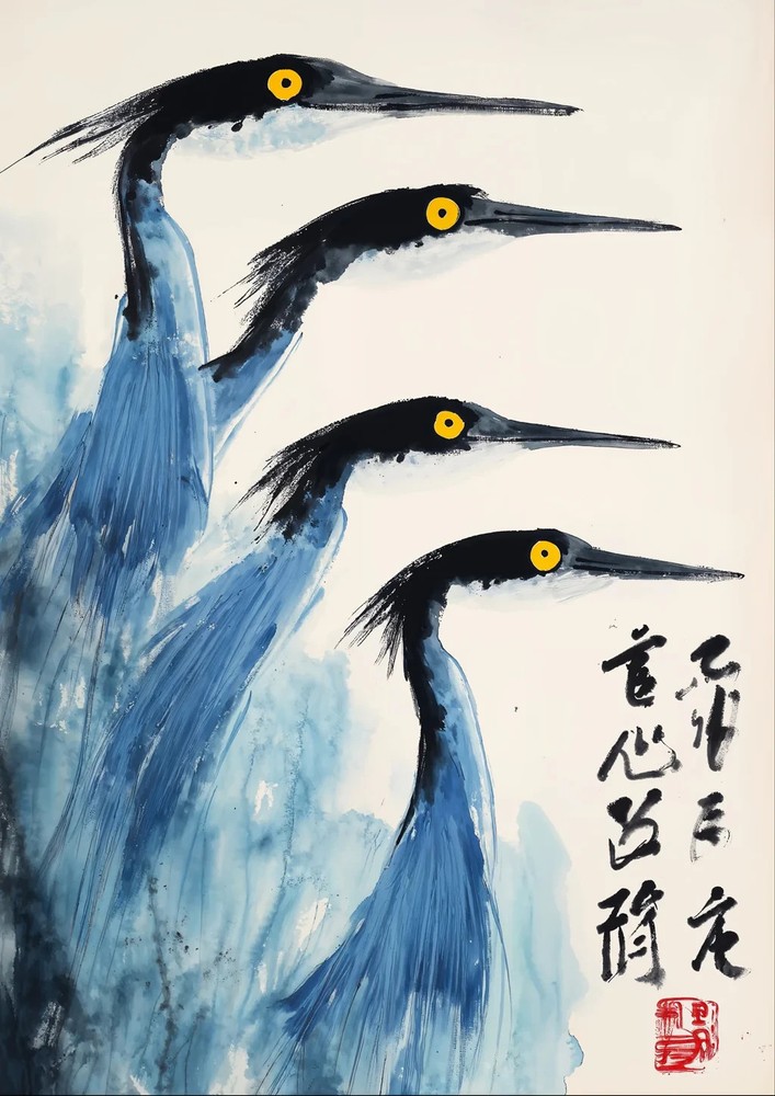 Cranes Matsumoto Hoji Japanese Japan Vintage Wall Art Poster Print