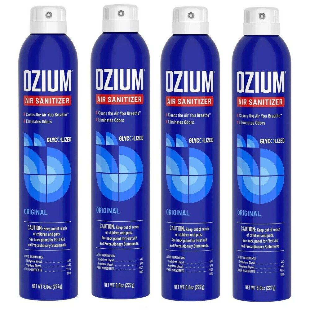 Ozium Air Freshener Sanitizer Spray 8oz Pack of 4 Eliminates Smoke and Odors