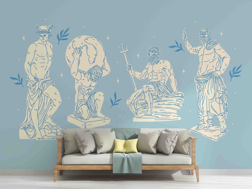3D Hand Drawn Greece Statue Wall Murals Wallpaper Murals Wall Sticker 12