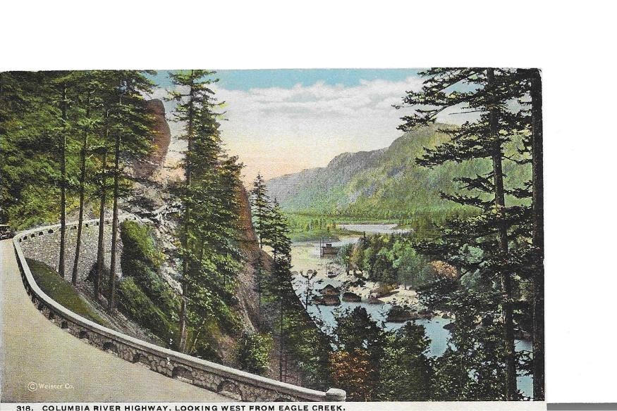 Vintage Postcard Columbia River Hwy Looking West From Eagle Creek Oregon  011009