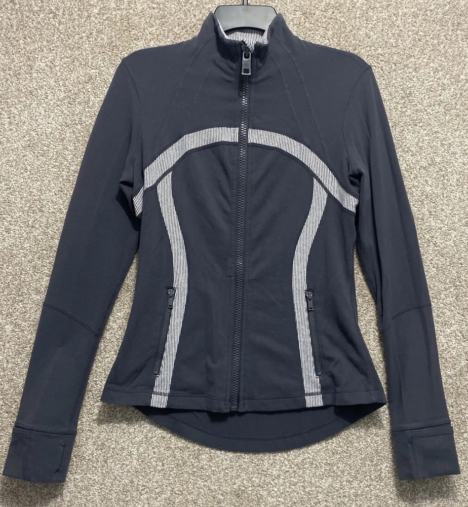 Lululemon Womens Define Jacket Coal Gray Wee Stripe Full Zip Pockets Size 8