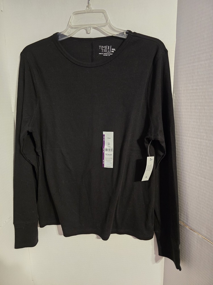 Time and Tru Women's Rib Tee with Long Sleeves, Fitted, Size XXL (20)