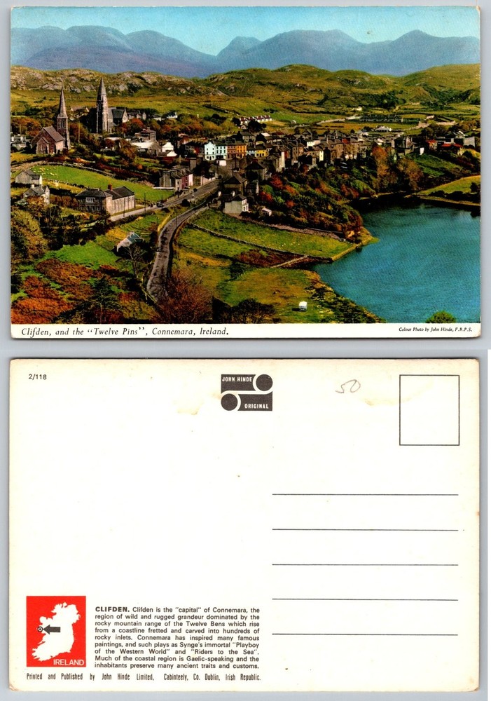 Vintage John Hinde Clifden Connemara Ireland Twelve Pins Photo Postcard