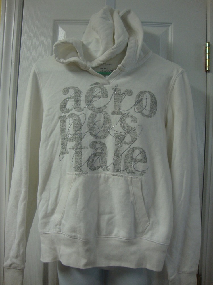 Womens juniors AEROPOSTALE white hoodie sweatshirt, sz M
