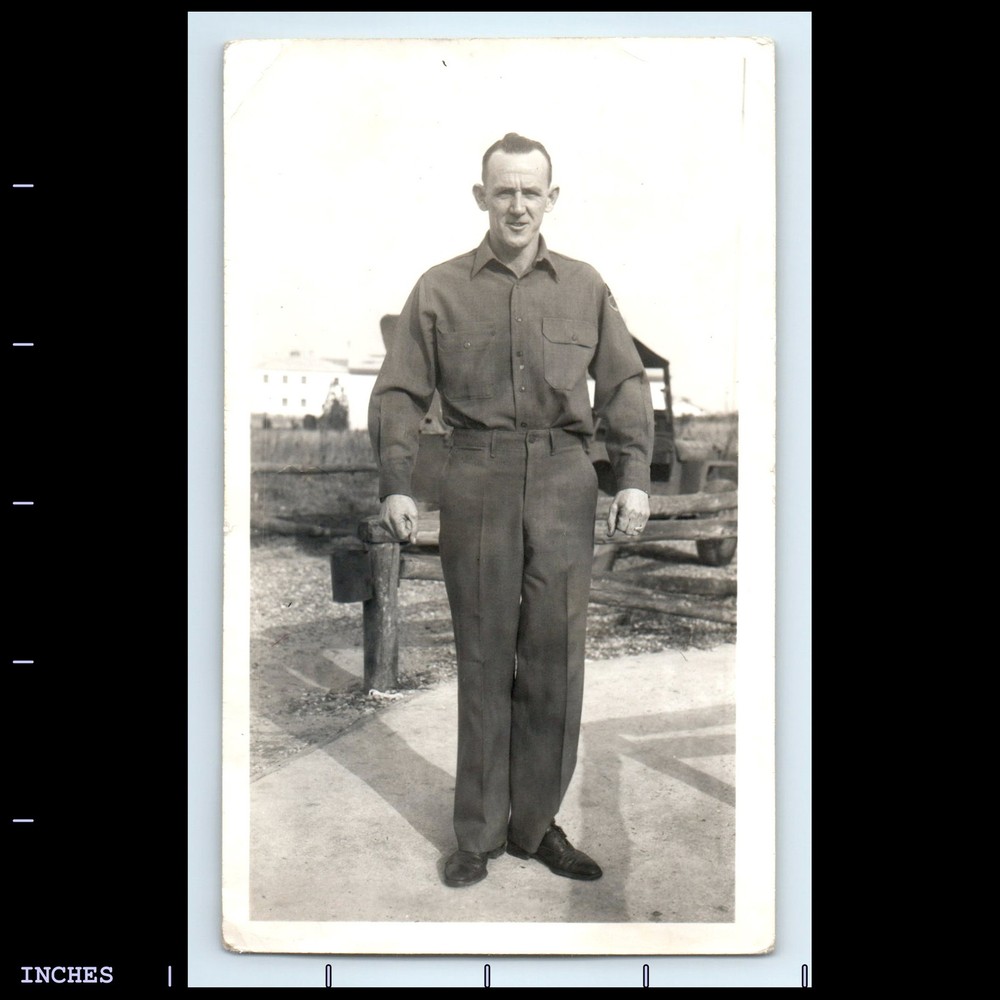 Old Vintage Photo MAN STANDING OUTSIDE