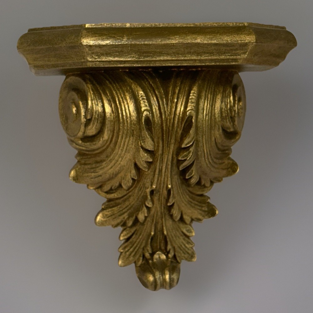 Vintage Burwood Ornate Wall Shelf Gold Hollywood Regency•8.5”•Hardware Inc