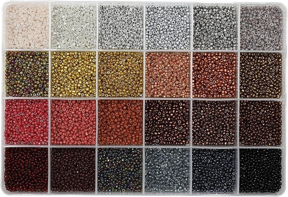 12/0 Glass Seed Beads About 15600pcs 24 Colors Loose Seed Beads 2mm 24 Colors A