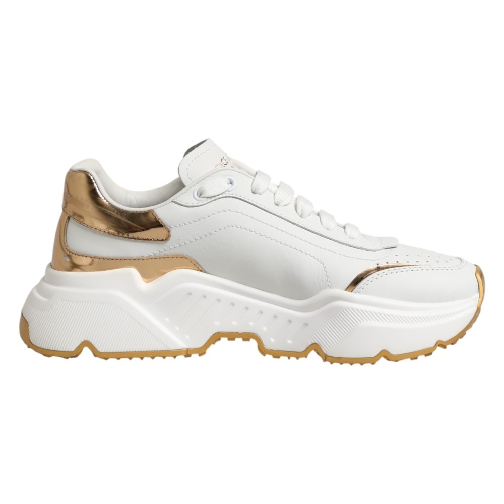 DOLCE & GABBANA Shoes White Gold Daymaster Low Top Sneakers EU39 / US8.5 670usd