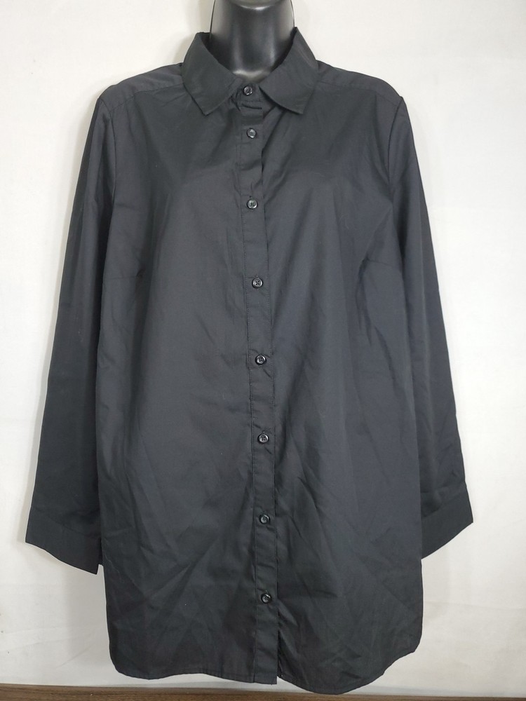 Roaman's Women's Size 16W Long Sleeve Button Up Shirt 3/4 Sleeve