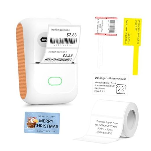 DP26 Portable Bluetooth Thermal Label Maker Machine with Tape in White