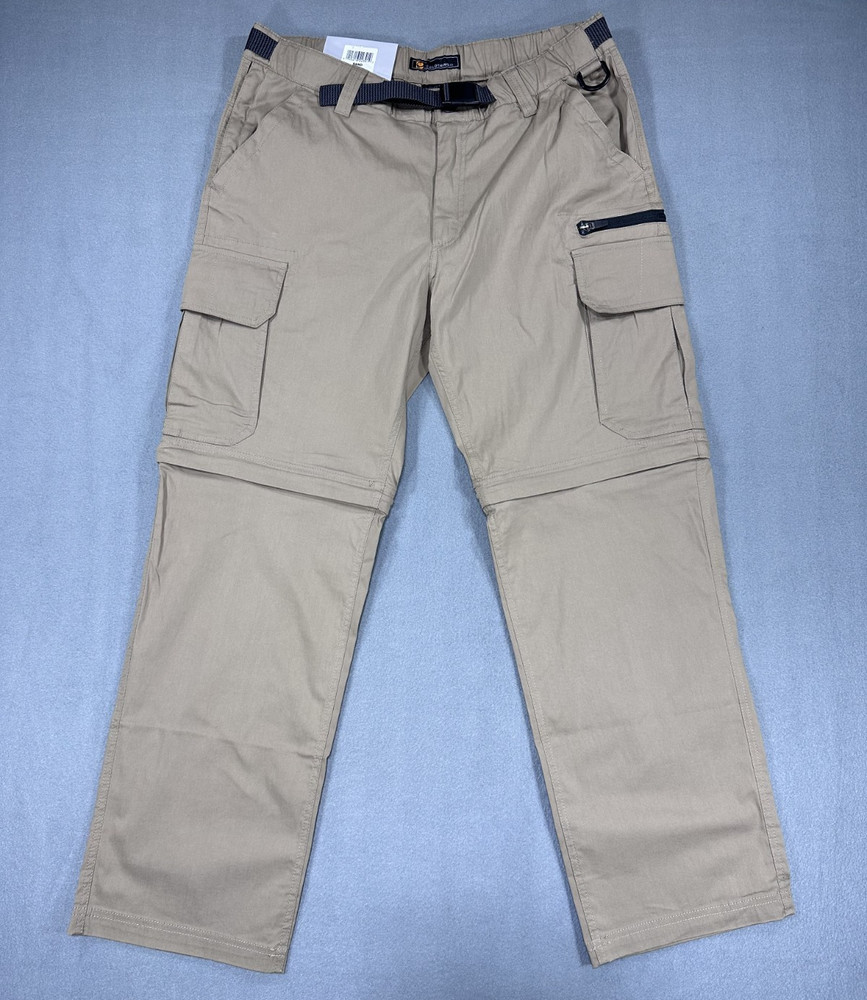 BC Clothing Mens Convertible Stretch Cargo Pants-Shorts, Color Sand, Size L X 30