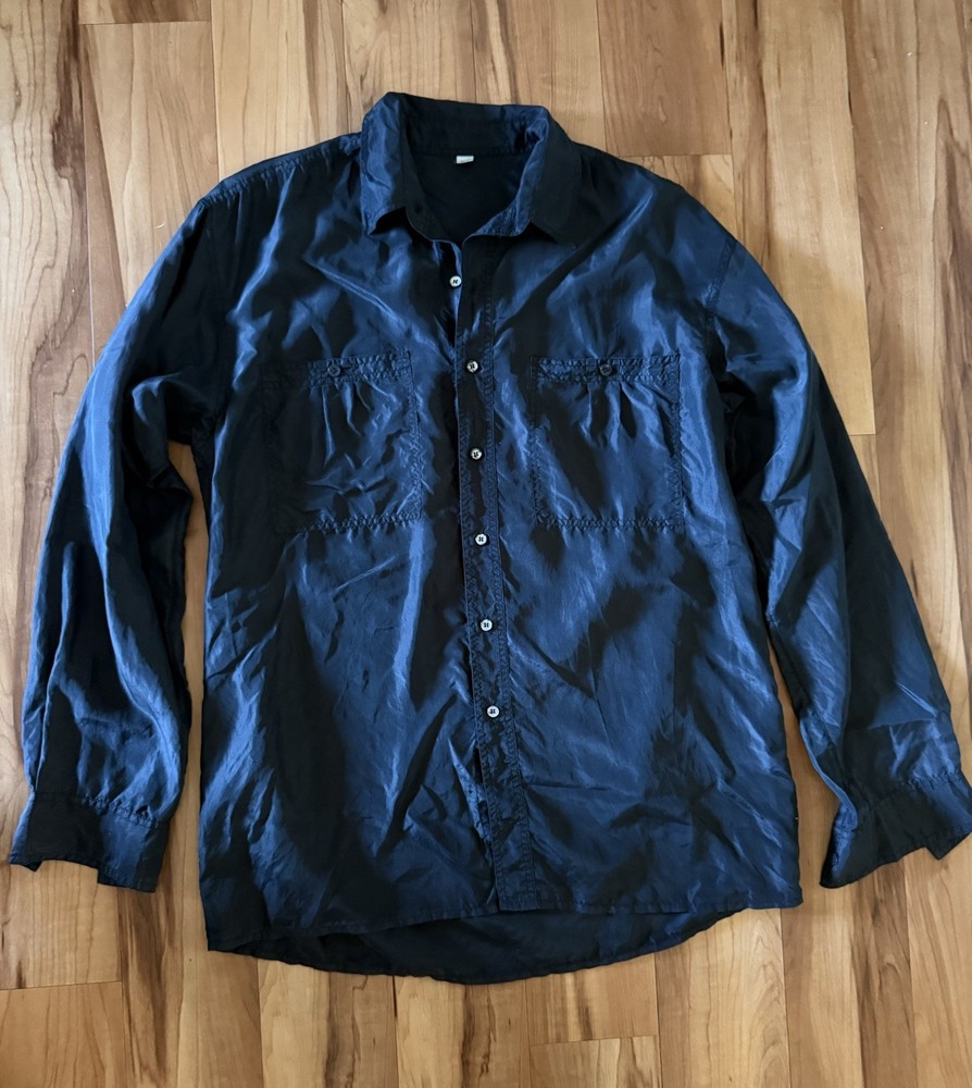 Haider Ackermann Navy Blue Silk Shirt Men's Size 39/40 US M