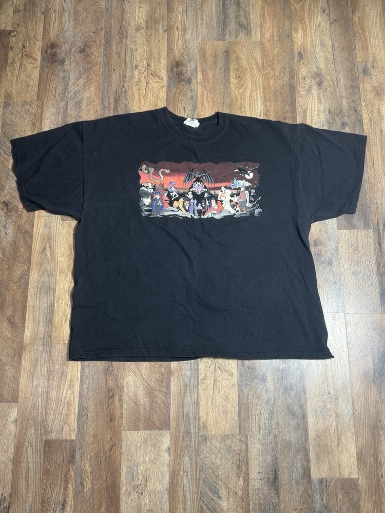 Disney Villains Black T-Shirt Vintage 90s, Size 2XL