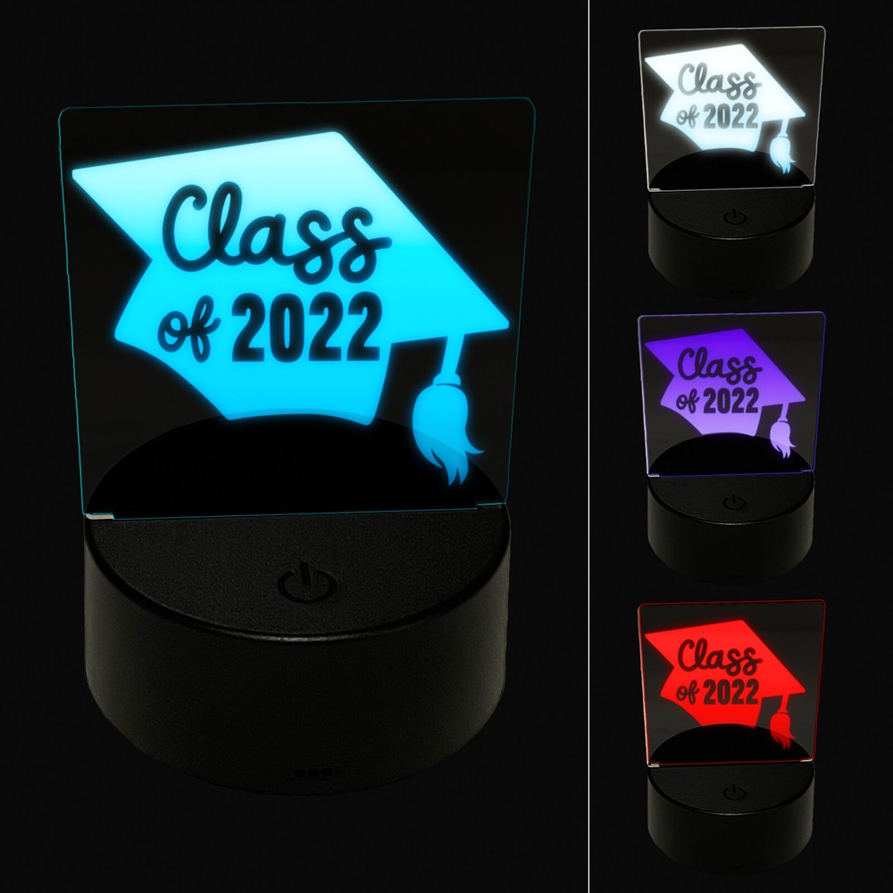 Class of 2022 Written on Graduation Cap 3D Illusion LED Night Light Sign Lamp