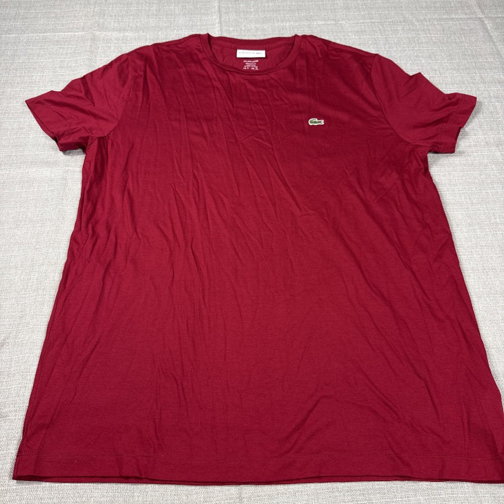 Lacoste Shirt Mens Size XL Red Pima Cotton Pique Logo Tee FR 6