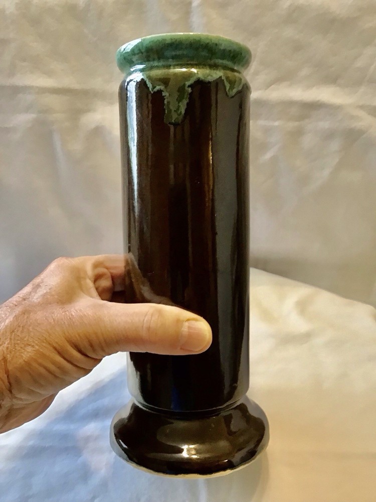 Vtg Robinson Ransbottom Pottery Rrp Co Roseville Ohio Green Drip Glaze Vase