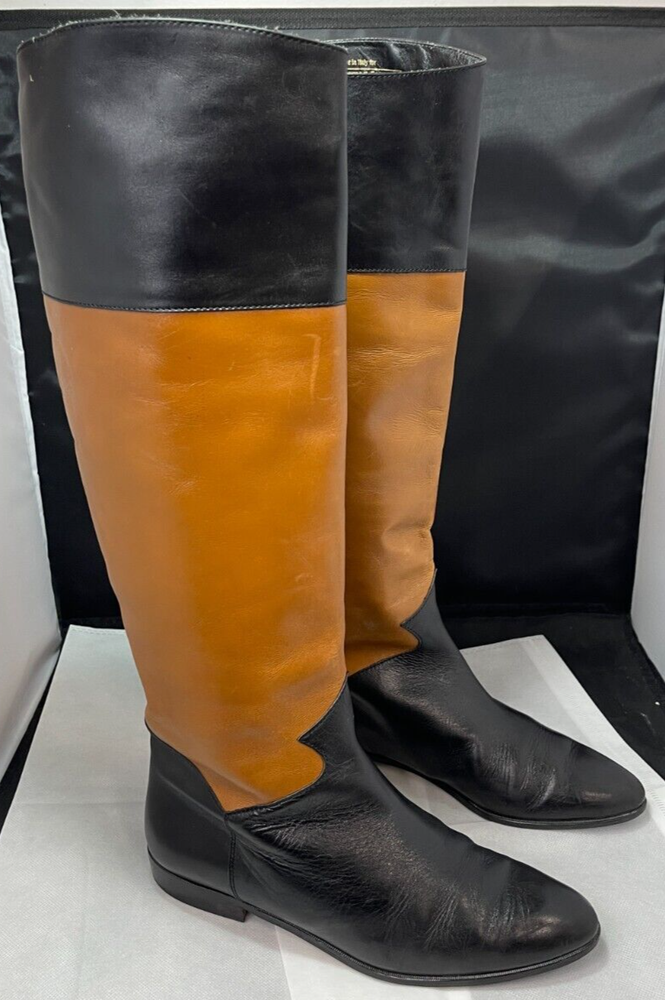 J. Peterman 2 Tone Leather Knee High Riding Boots Size 9B