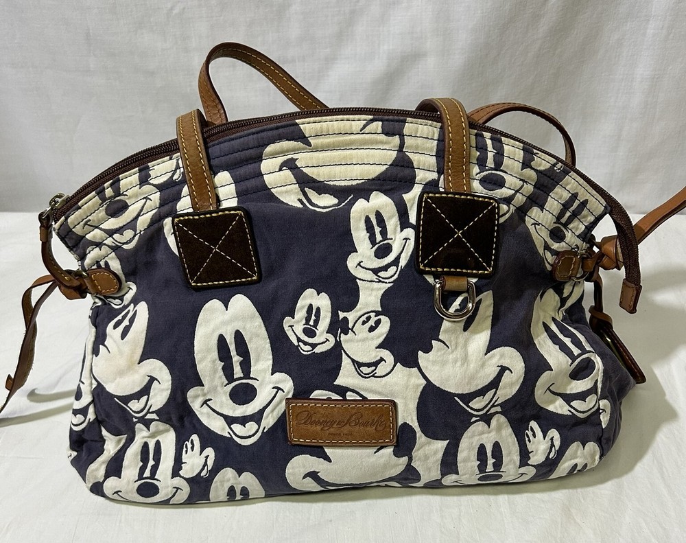 Dooney & Bourke Mickey Mouse domed blue/white canvas satchel