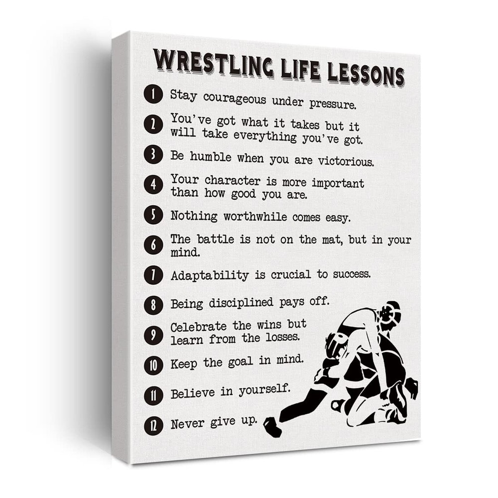 Funny Wrestling Life Lessons Canvas Print Decor Stay Courageous Under Pressur...