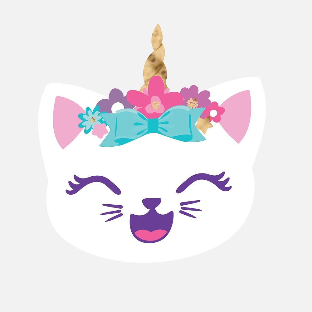 RMK5179GM Like Nastya Unicorn Cat Giant Peel and Stick Wall Decals, Pink, Pur...
