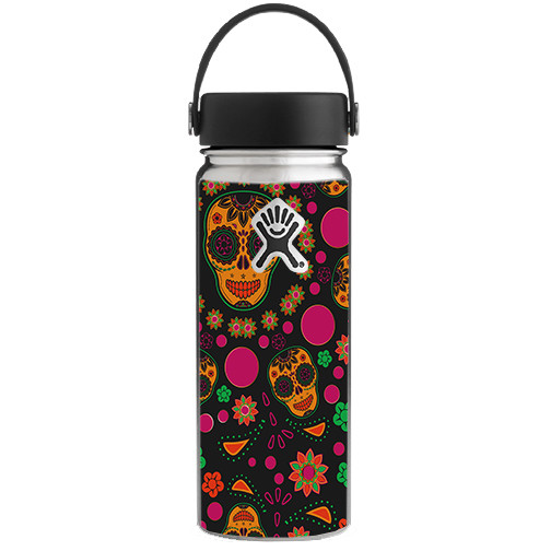 Hydro Flask 18 oz Wide Mouth Dia de Los Muertos Skull Skin Decal  