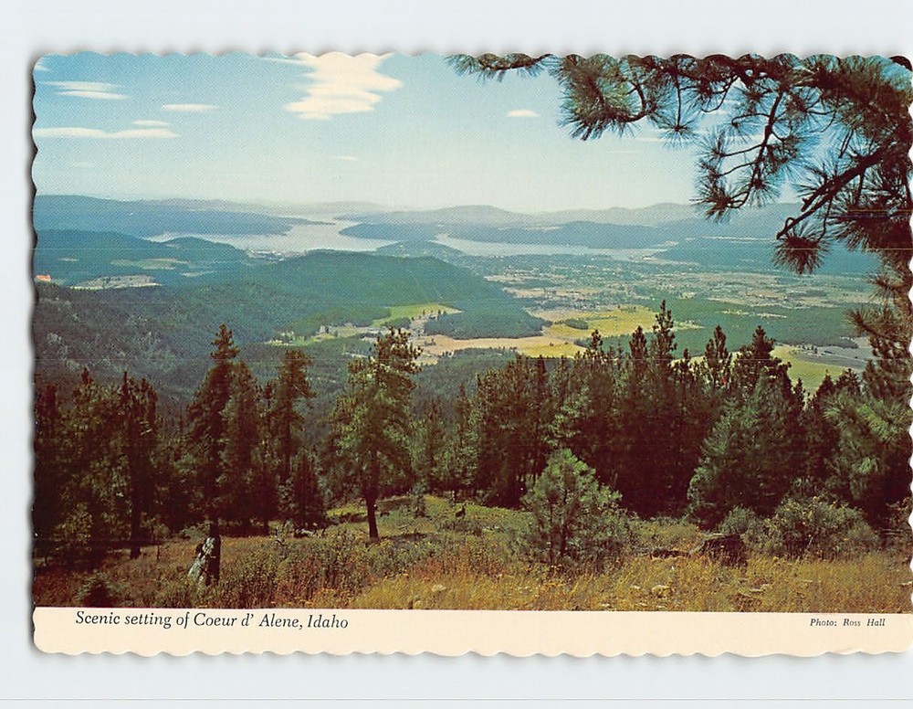 Postcard Scenic Setting of Coeur d'Alene Lake Idaho USA