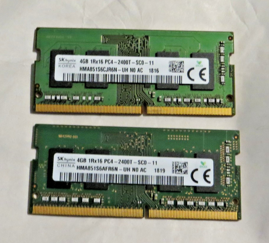 SKHynix 8GB 1Rx16 PC4-2400T-SC0-11 SODIMM Laptop Memory Matched pair