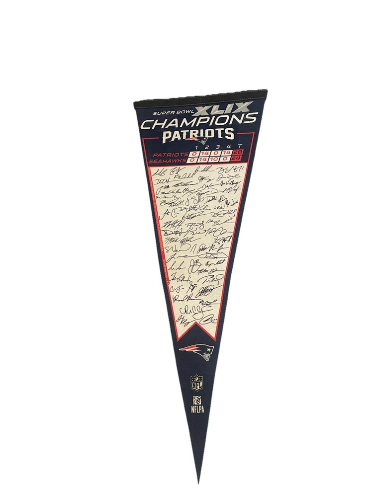 2014 Superbowl 49 Champions New England Patriots Pennant Team Roster Signature