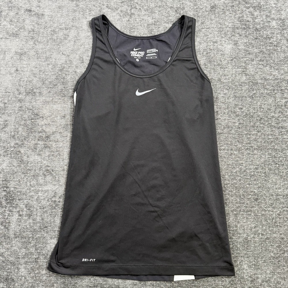 Nike Pro Combat Dri-Fit Fitted Women’s Black Tank-Top Size Medium Activewear