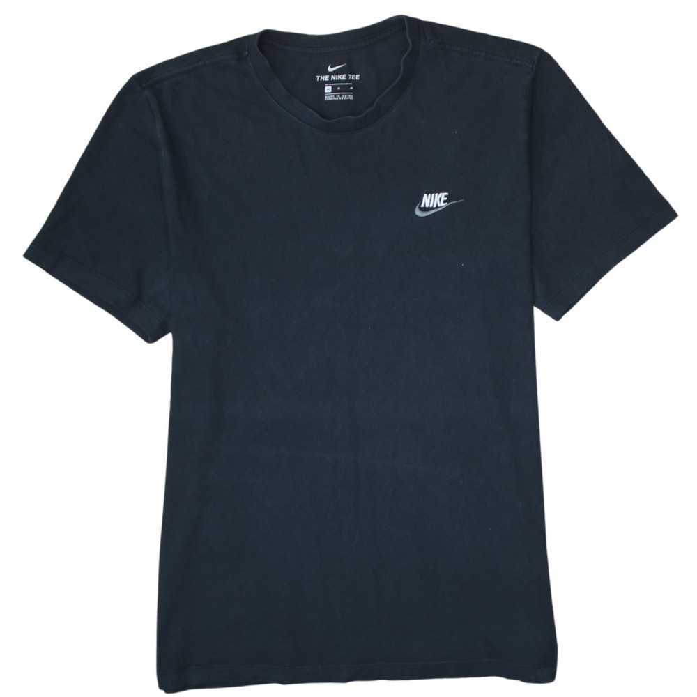 Nike Mens T Shirt Black Dri Fit Cotton Embroidered Swoosh Sports Top Tee M