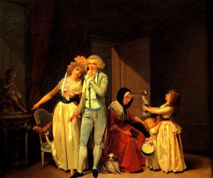 Young Philosopher Sweetheart Kids 1790 Boilly French Painting Reproduction