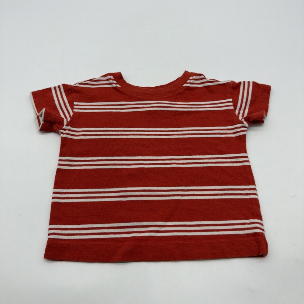 Hanna Andersson T-shirt Toddler Boys Size 6-12M Striped Red & White .#43298