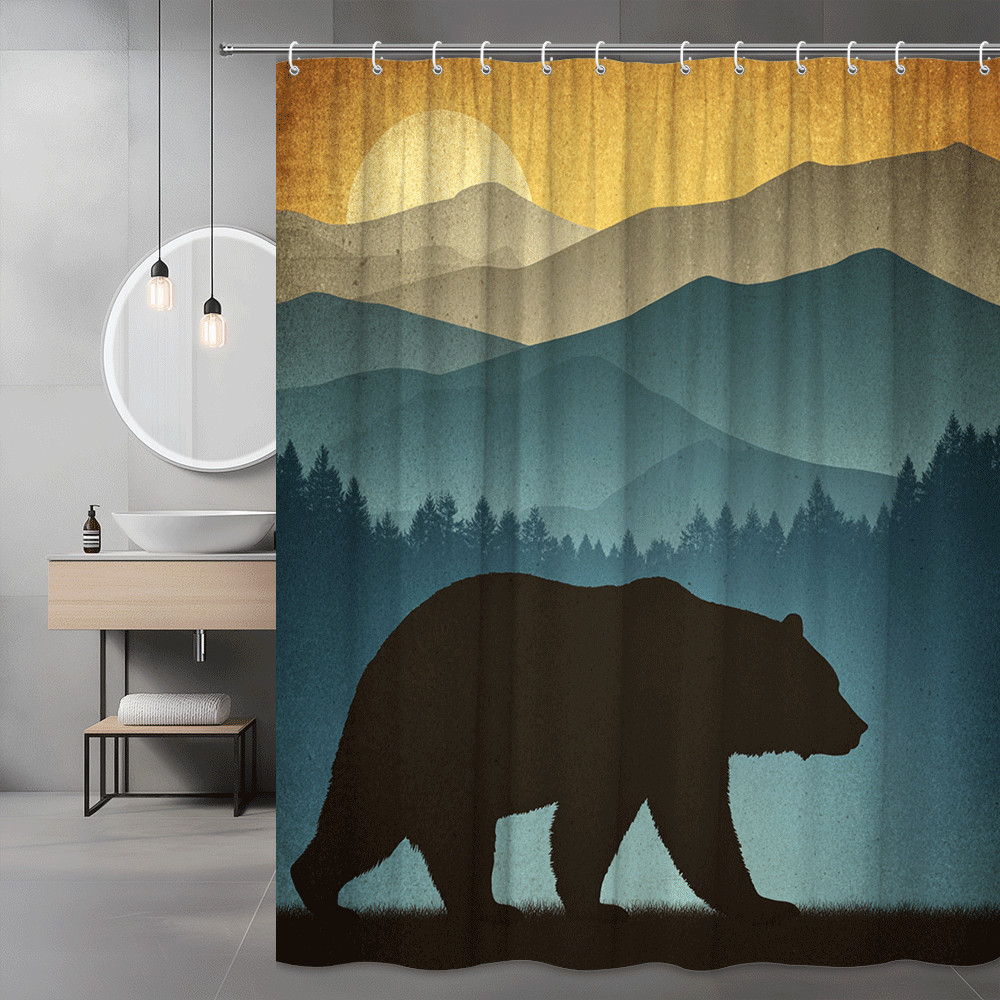 Bear Mountain Sunset Shower Curtain Forest Landscape