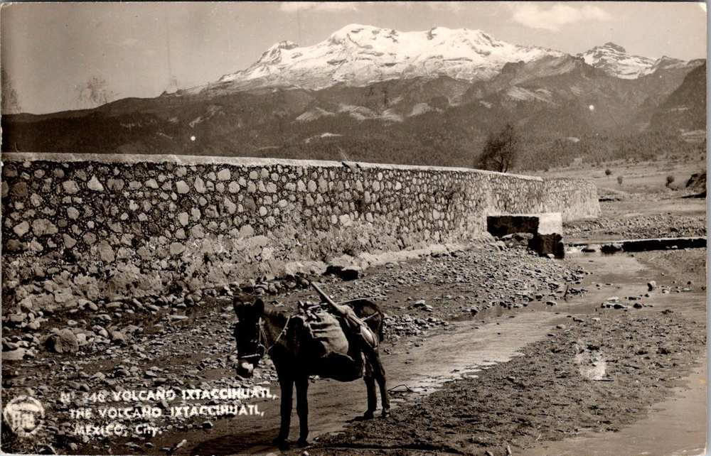 Mexico Popocatepetl Volcano Indigenous Scene RPPC Posted Postcard [AB]