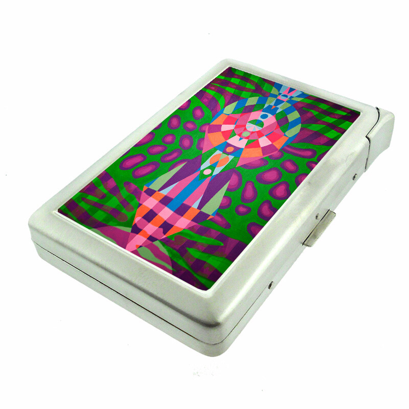 Abstract Art Em19 Cigarette Case with Built in Lighter Metal Wallet-image