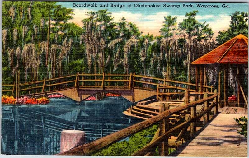 Postcard BRIDGE SCENE Waycross Georgia GA m/09 AM5235
