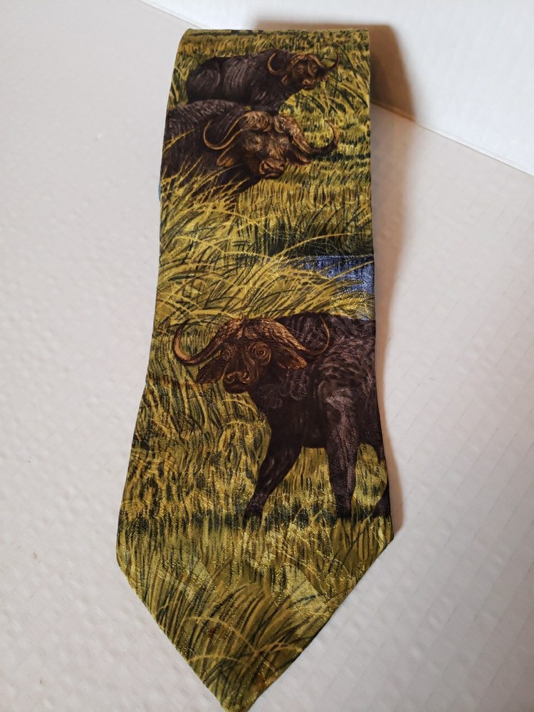 Endangered Species Necktie 100% Silk Made in USA Serengeti Buffalo 57