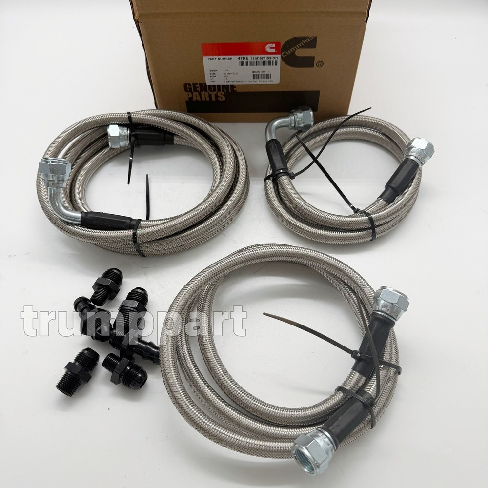 47RE Transmission Cooler Lines Kit Heavy Duty Hose for Dodge Ram Cummins 96-02