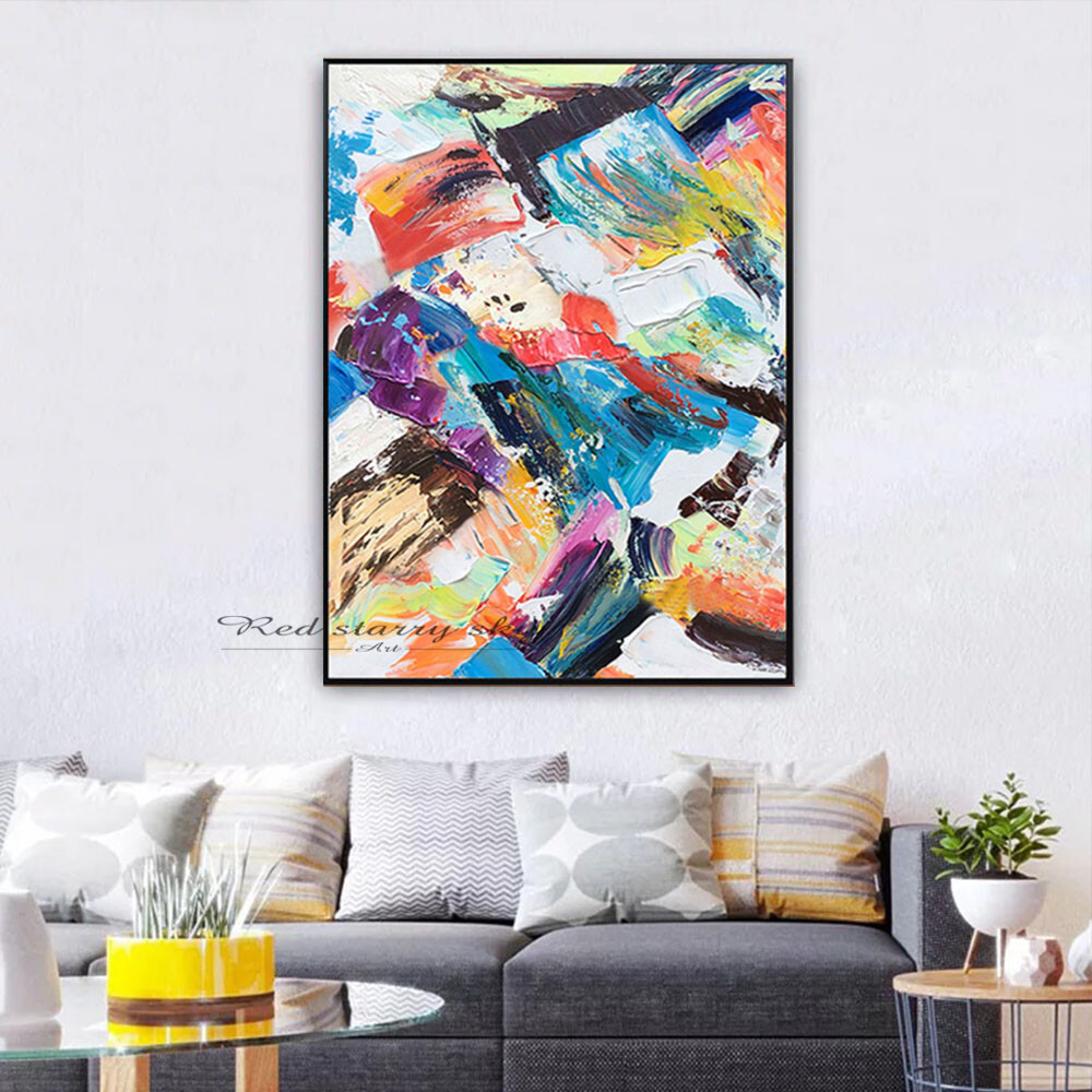 Abstract oil painting on canvas Handmade Modern Bright Color abstract painting