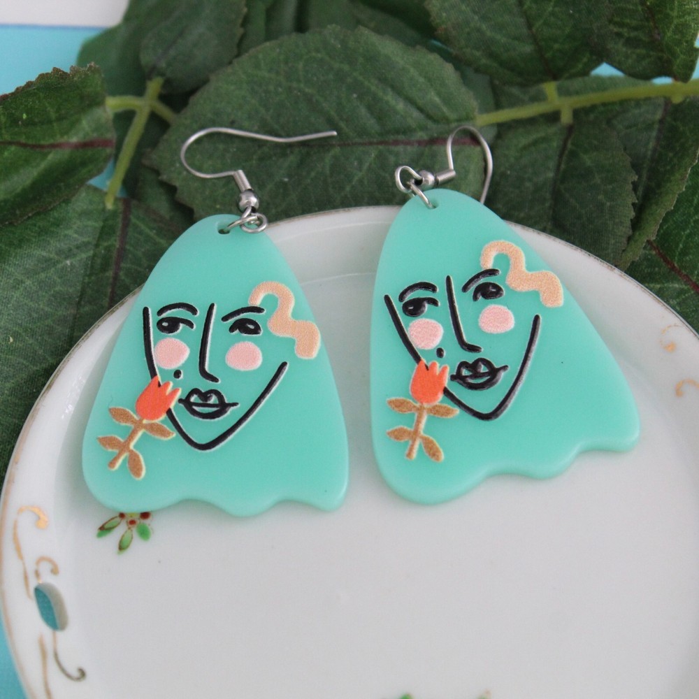 Abstract Art Face Resin Earrings Resin Pendants Resin Charms Handmade DIY-image