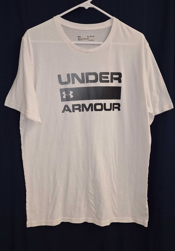 Under Armour Men’s XL White HeatGear Short Sleeve T-Shirt Loose Fit
