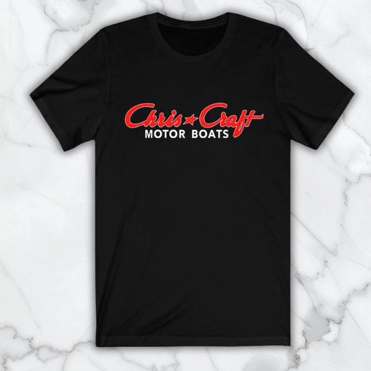 Chris Craft Motor Boats Men's Black Graphic T Shirt Fr