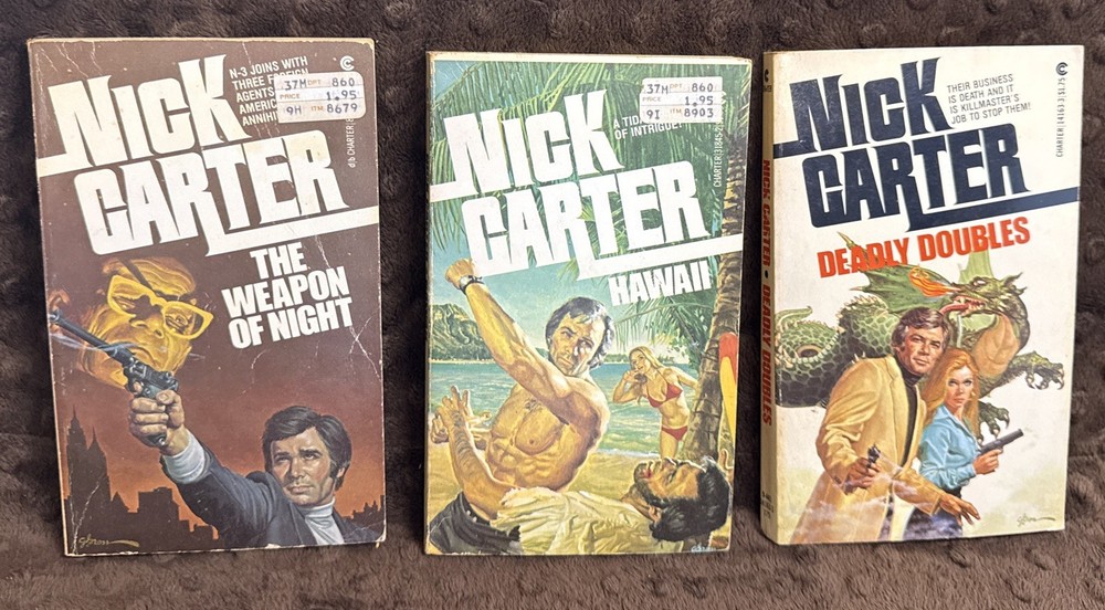 Lot of 3 Vintage Nick Carter Paperback Novels – Good Condition