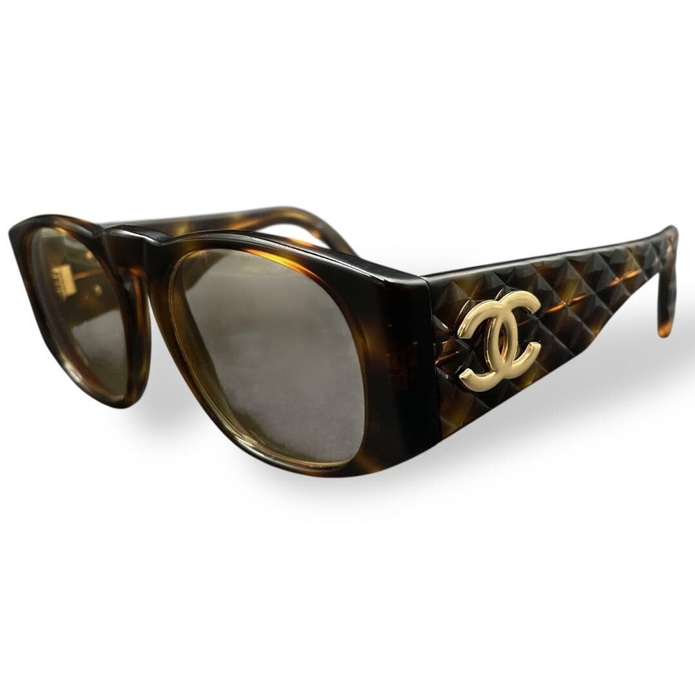 CHANEL 01450 91235 Brown Frame Sunglasses with Coco Mark