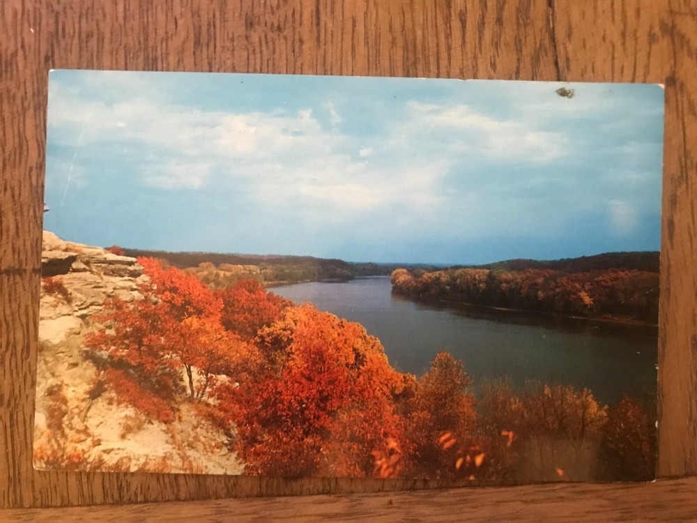 View of Rock River from Castle Rock South of Oregon Illinois Postcard