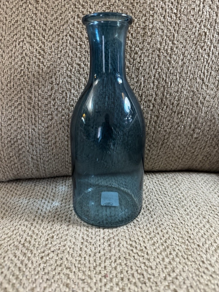 Blue Glossy Glass Decorative Vase Modern Art Home Decor Accent Centerpiece