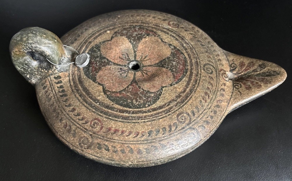 Terracotta Oil Lamp  hand-painted reproduction in the ancient Greek or Roman