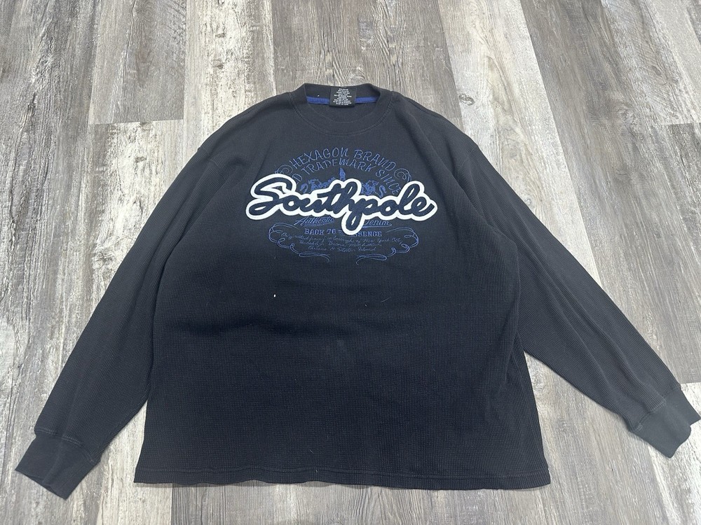 Y2k Southpole Blue & black thermal logo y2k southpole long sleeve Waffle Sz XL